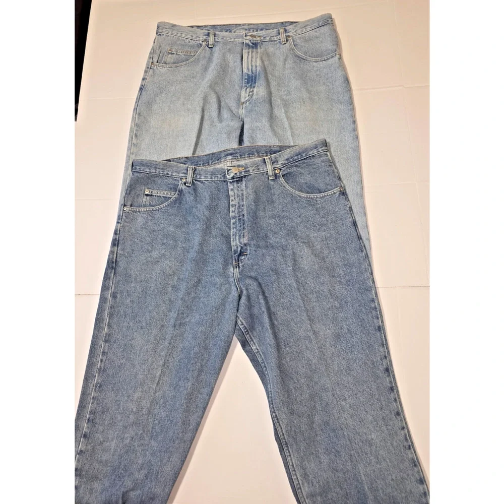 Lot of 2pcs Wrangler Men’s Blue Straight Leg Casual Style Jeans Size 40x32 M020 - Picture 11 of 16
